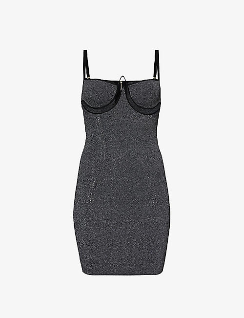 DION LEE: Underwired cut-out stretch-knit mini dress