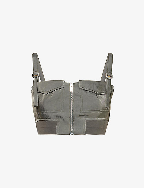 DION LEE: Aviator square-neck shell top