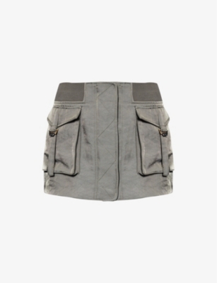 Shop Dion Lee Women's Mercury Aviator Flap-pocket Shell Mini Skirt In Dark Green