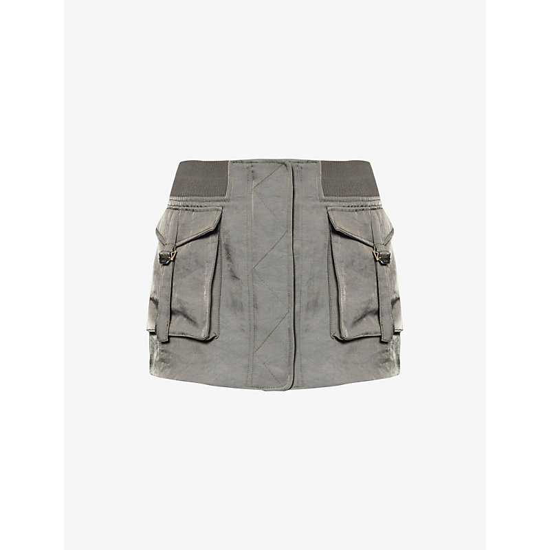 Shop Dion Lee Aviator Flap-pocket Shell Mini Skirt In Dark Green