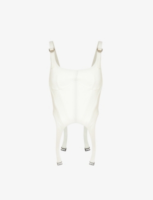Dion Lee Combat Corseted Cotton-jersey Top In Ivory