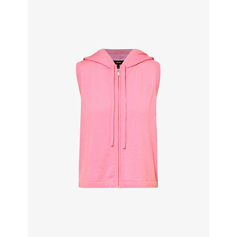 Me And Em Womens Candy Pink Relaxed-fit Sleeveless Cashmere Knitted Hoody