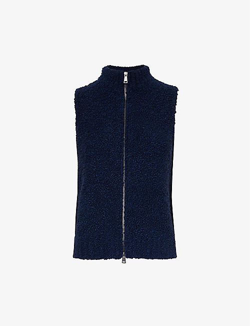 ME AND EM: Zip-up high-neck boucle wool-blend gilet