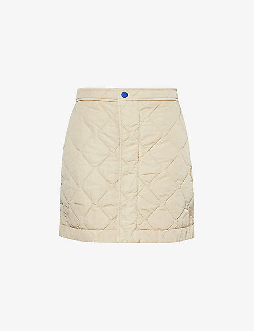 BURBERRY: Quilted high-waist shell mini skirt