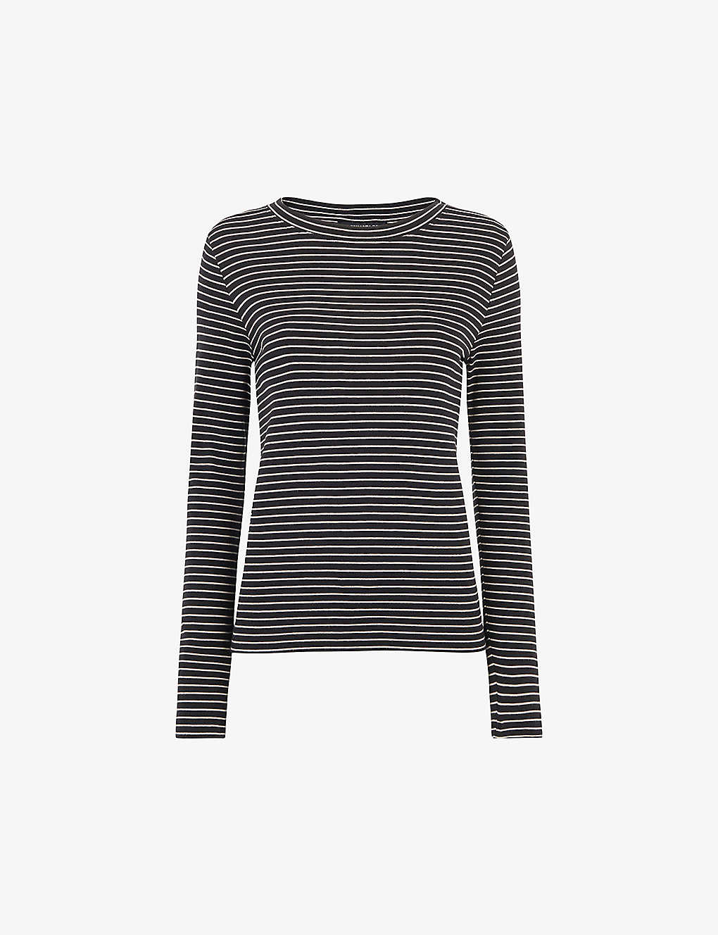 Whistles Striped Cotton And Modal-blend Top In Blue