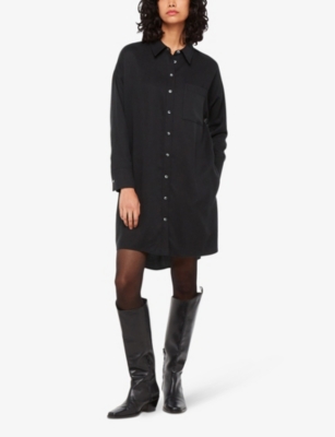 Whistles Womens Black Helena Button-through Woven Mini Dress In Black