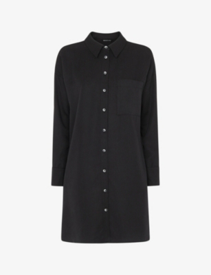 Shop Whistles Womens Black Helena Button-through Woven Mini Dress
