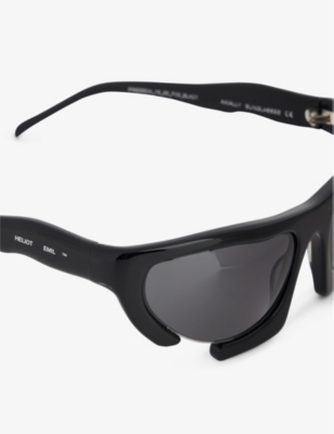 Shop Heliot Emil Axially Rectangle-frame Polyurethane Sunglasses In Shiny Black