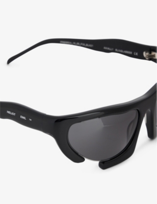 Heliot Emil Mens Shiny Black Axially Rectangle-frame Polyurethane Sunglasses In Shiny Black