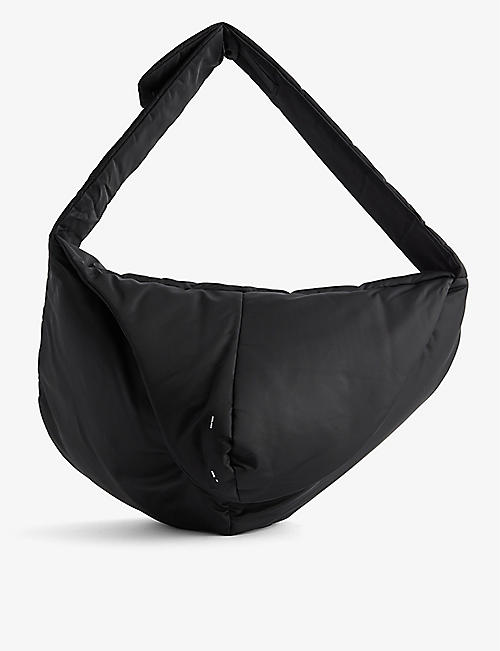 HELIOT EMIL: Amorphous curved woven cross-body bag