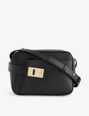 FERRAGAMO: Archive logo-plaque leather cross-body bag