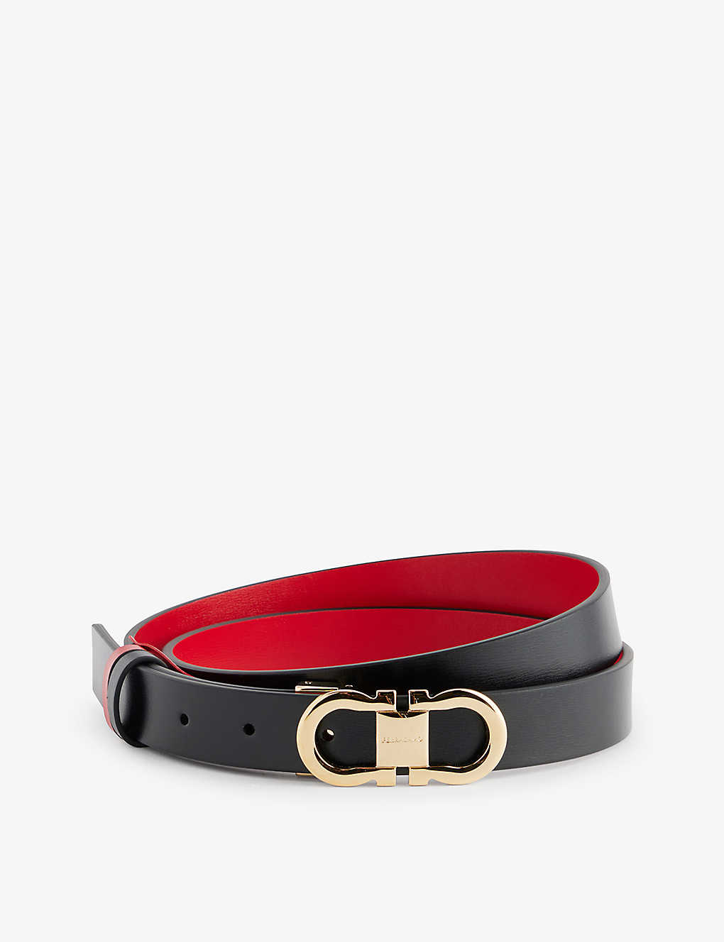 Ferragamo Womens Nero Gancio Logo-buckle Leather Belt