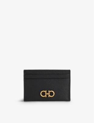 Ferragamo Nero Gancini Logo-plaque Leather Card Holder