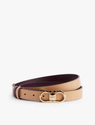 Ferragamo Womens Light Camel Logo-buckle Reversible Leather Belt