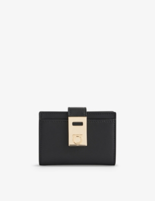 Ferragamo Womens Nero Brand-plaque Six-slot Leather Card Holder