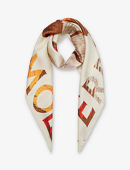 FERRAGAMO: Animali graphic-print silk scarf