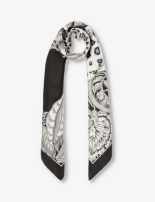 FERRAGAMO: Animali graphic-print silk scarf