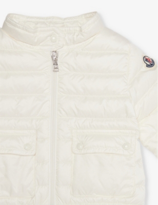 Shop Moncler Lans Brand-patch Shell-down Jacket 6-36 Months In Natural