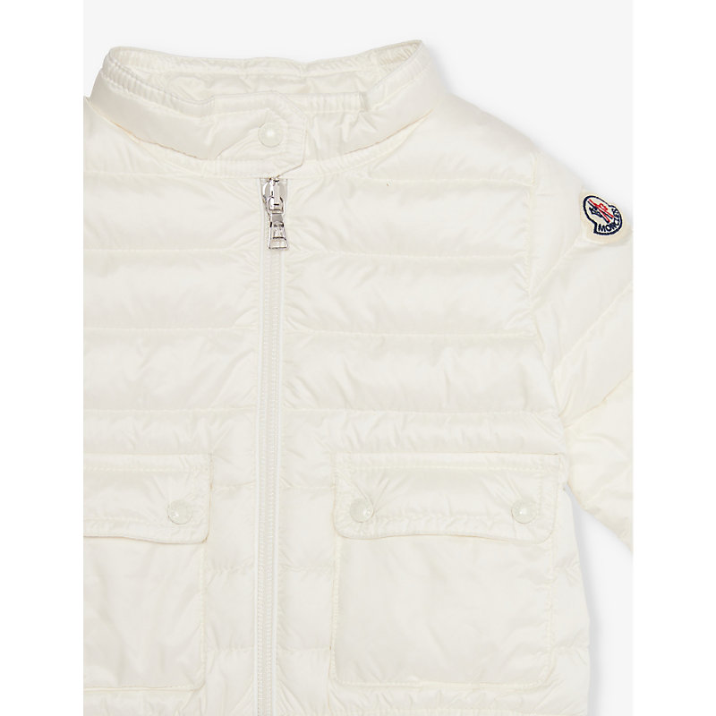 Shop Moncler Lans Brand-patch Shell-down Jacket 6-36 Months In Natural