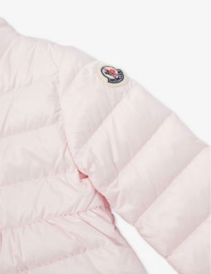 Shop Moncler Pastel Pink Joelle Logo-patch Shell-down Jacket 6 Months-3 Years