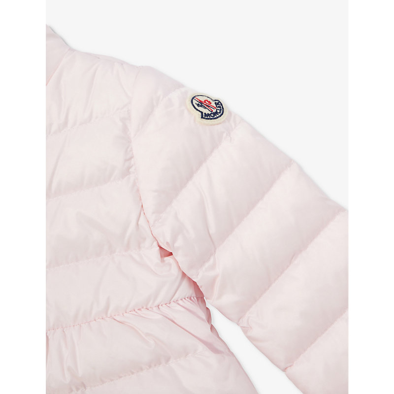 Shop Moncler Pastel Pink Joelle Logo-patch Shell-down Jacket 6 Months-3 Years