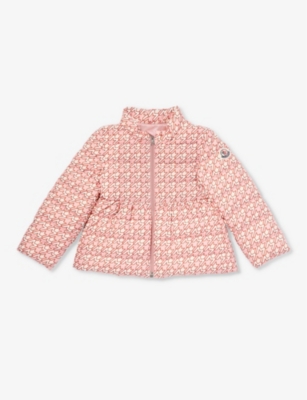 Moncler Babies'  Pastel Pink Kianga Monogram-print Padded Shell-down Jacket 18 Months-3 Years