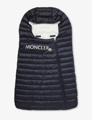 MONCLER: Logo text-print shell-down baby bag