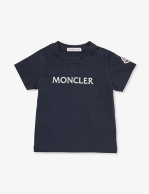 MONCLER Logo print short sleeve cotton jersey T shirt 3 36