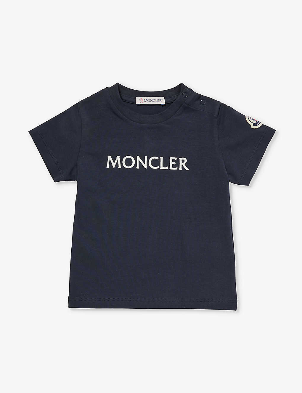 Moncler Babies'  Navy Logo Text-print Cotton-jersey T-shirt 3 Months-3 Years