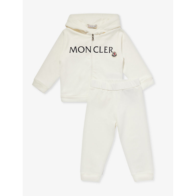 Moncler Babies'  Natural Logo-patch Cotton-jersey Tracksuit 6 Months-3 Years