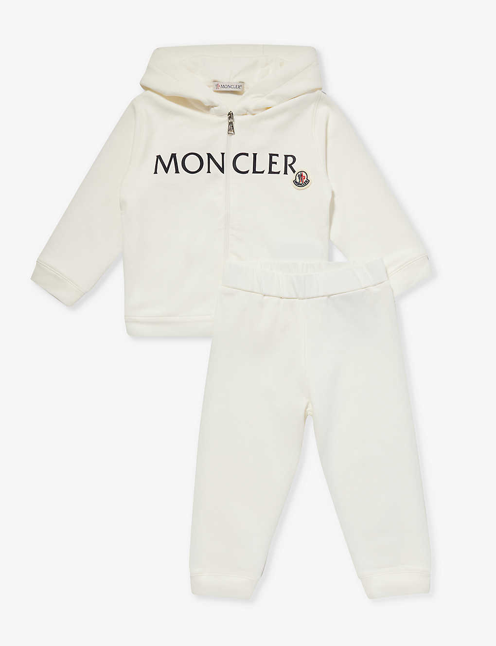 Moncler Babies'  Natural Logo-patch Cotton-jersey Tracksuit 6 Months-3 Years In Multi-coloured