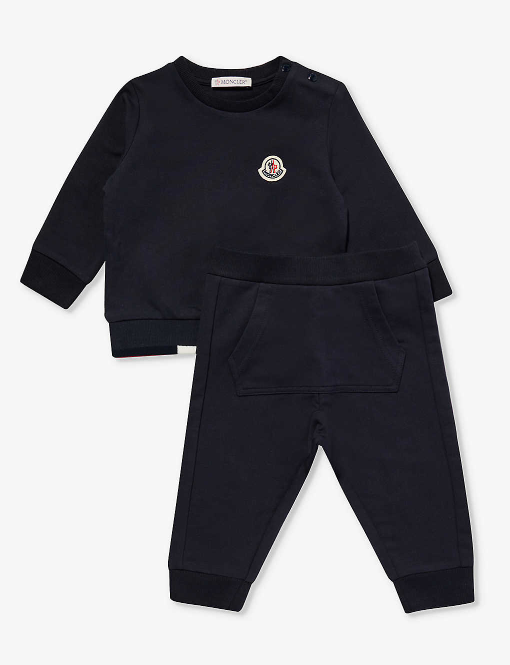 Moncler Babies'  Navy Logo-patch Cotton-jersey Tracksuit 3 Months-3 Years