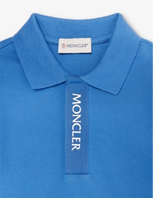 Shop Moncler Boys Pastel Blue Kids Brand-patch Cotton-piqué Polo Shirt 4-10 Years