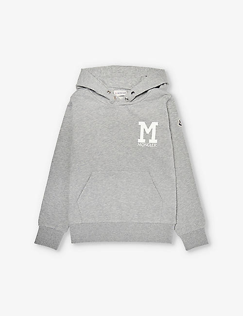 MONCLER: Brand-patch high-neck cotton-jersey hoody 8-14 years