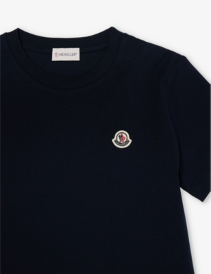 Shop Moncler Brand-patch Short-sleeve Cotton-jersey T-shirt 4-14 Years In Navy
