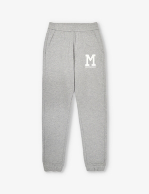 Shop Moncler Boys Grey Kids Brand-patch Straight-leg Cotton-jersey Jogging Bottoms