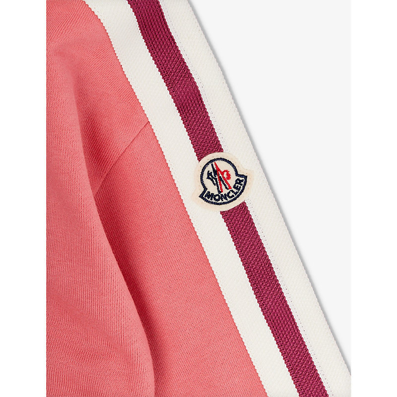 Shop Moncler Girls Pink Kids Brand-patch Stripe-trim Cotton-jersey Tracksuit 4-12 Years