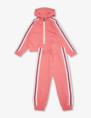 MONCLER: Brand-patch stripe-trim cotton-jersey tracksuit 4-12 years