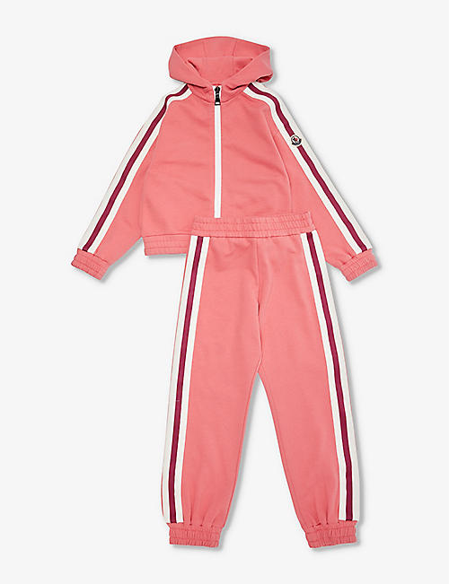 MONCLER: Brand-patch stripe-trim cotton-jersey tracksuit 4-12 years