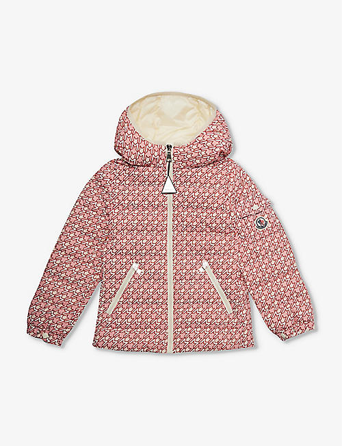 MONCLER: Branded-print padded shell-down jacket 8-14 years