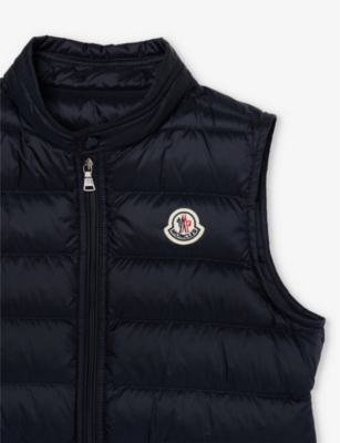 Shop Moncler Boys Navy Kids Gui Brand-patch Padded Shell-down Gilet 4-14 Years