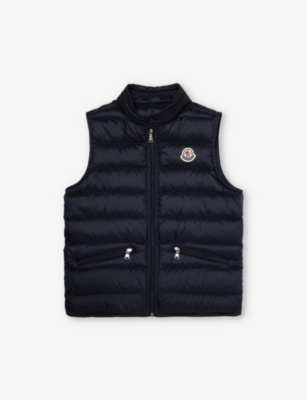 Shop Moncler Boys Navy Kids Gui Brand-patch Padded Shell-down Gilet 4-14 Years