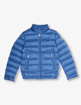 Shop Moncler Boys Medium Blue Kids Acorus Brand-patch Shell Jacket 8-14 Years