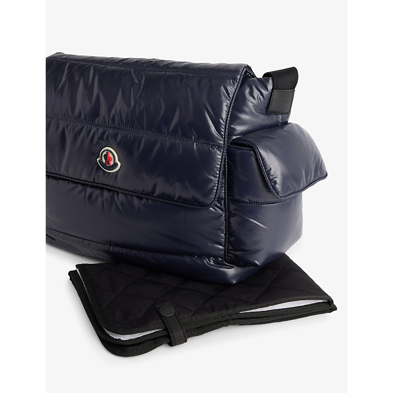Shop Moncler Navy Brand-appliqué Padded Shell Changing Bag