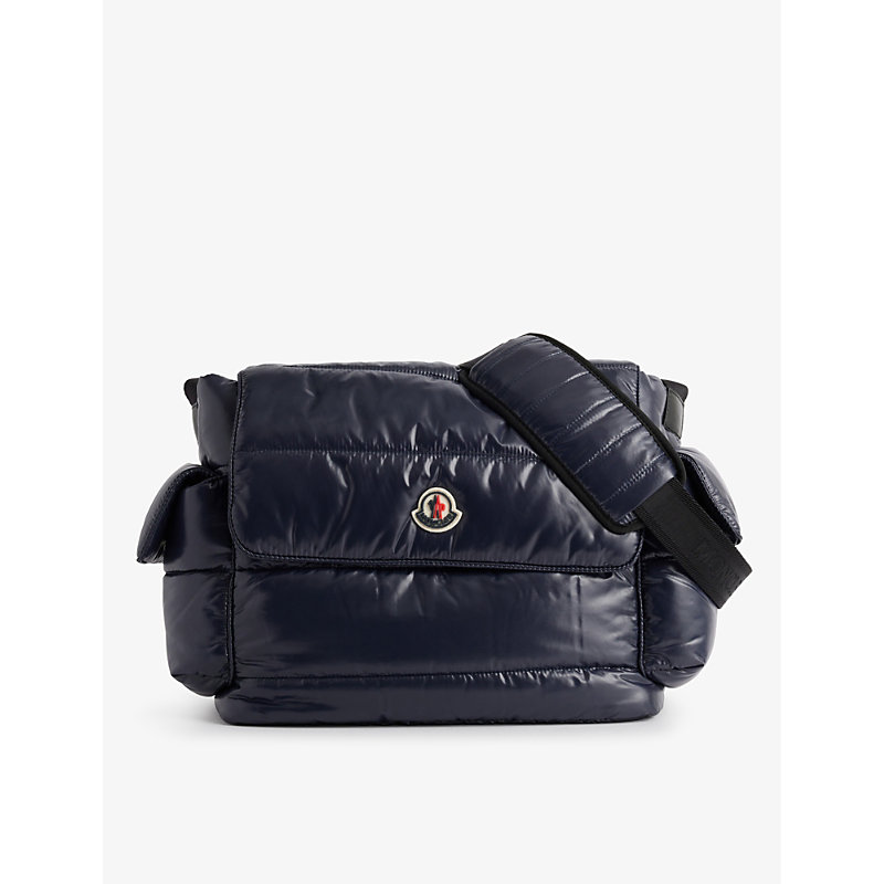 Shop Moncler Navy Brand-appliqué Padded Shell Changing Bag