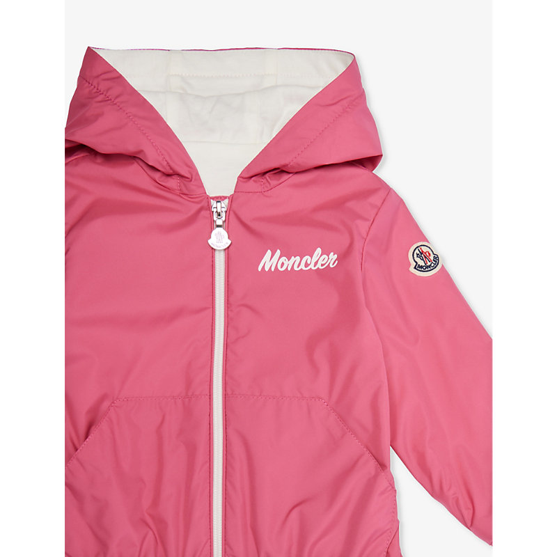Shop Moncler Evanthe Brand-patch Shell Jacket 12-36 Months In Pink