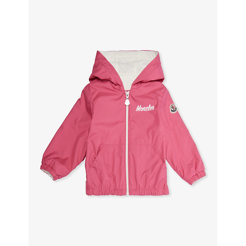 Shop Moncler Evanthe Brand-patch Shell Jacket 12-36 Months In Pink