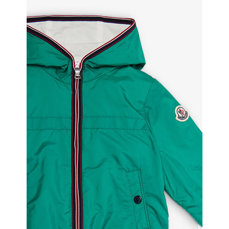 Shop Moncler Dark Green Anton Brand-patch Shell Jacket 3-36 Months