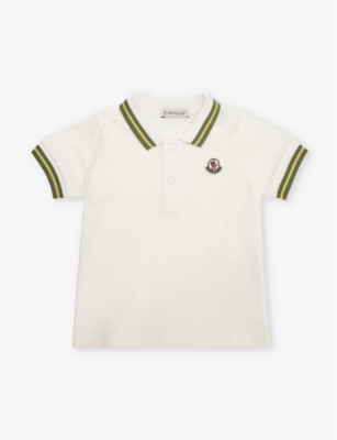 MONCLER: Contrast-stripe short-sleeve stretch-cotton polo shirt 6-36 months