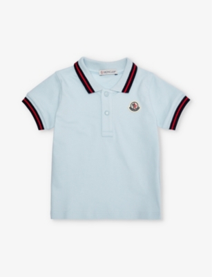 MONCLER: Contrast-stripe short-sleeve stretch-cotton polo shirt 6-36 months